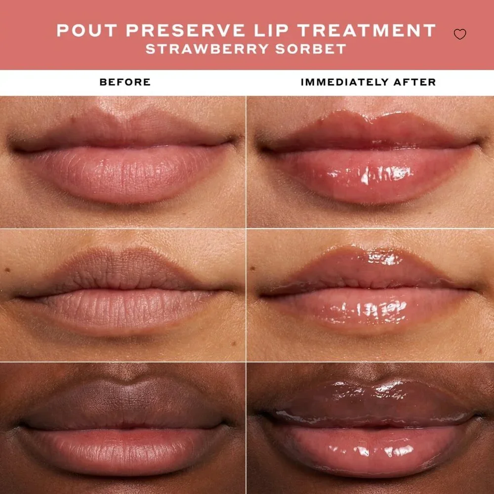 OLE HENRIKSEN FULL SIZE STRAWBERRY SORBET POUT PEPTIDE LIP TREATMENT LIPGLOSS